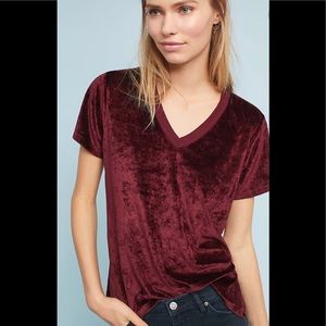 Anthropologie Wine Red Velvet Tee